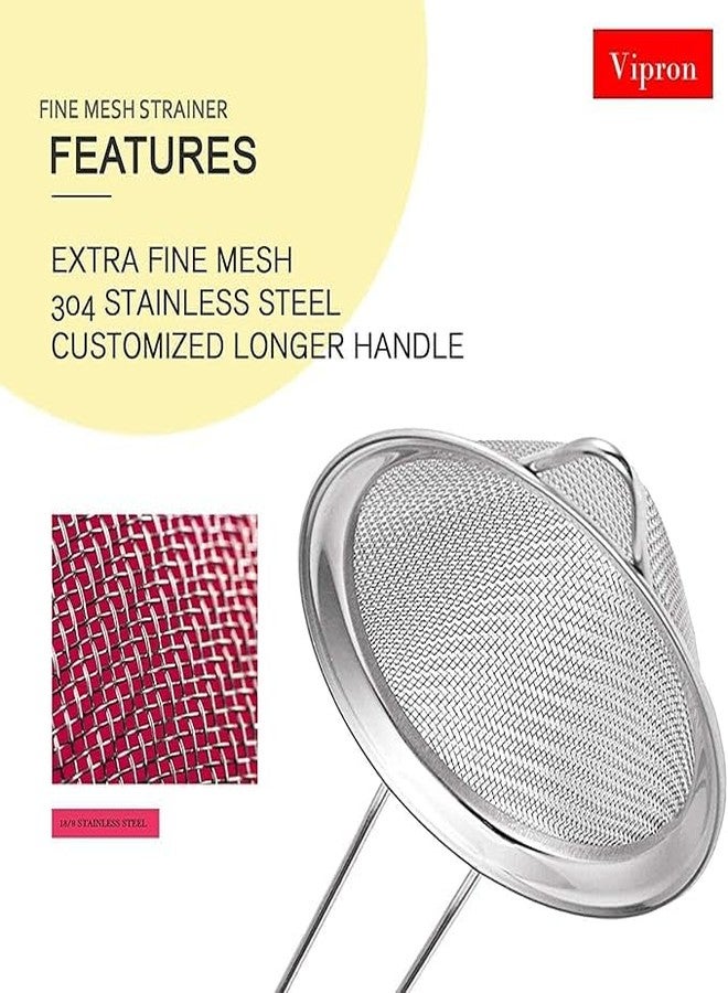 Vipron Stainless Steel Tea Strainer, Chalani Set of 3 pcs, 8 cm, Medium Double Mesh - Image 4